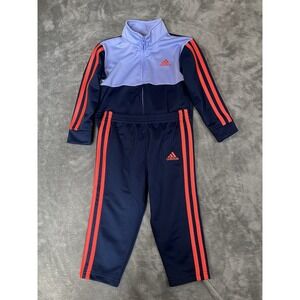 Adidas 2 Peice Track Suit 2T Toddler Blue Purple Red